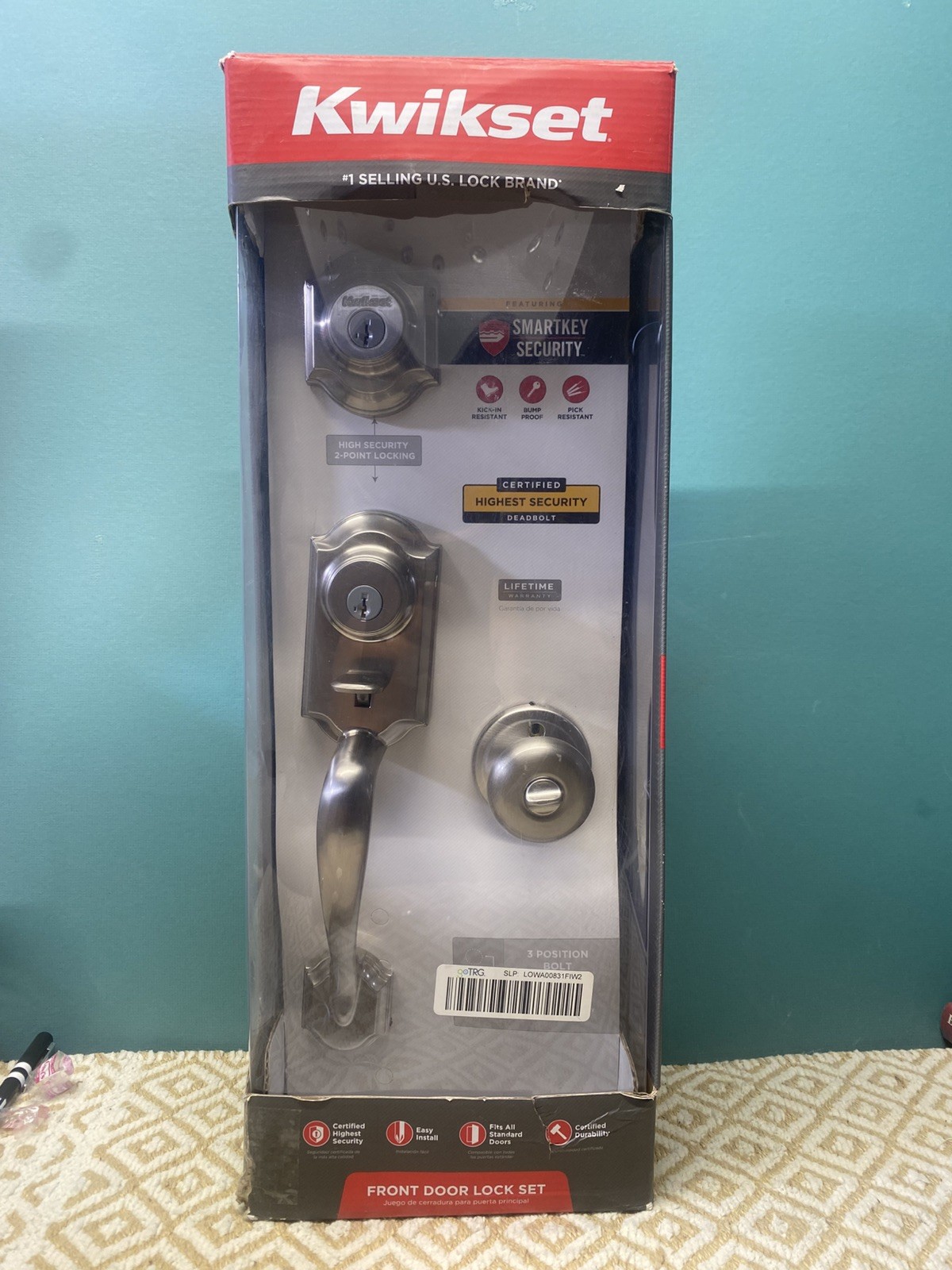 Kwikset Montara Single Cylinder Handleset with Juno Knob Satin Nickel 95530-018