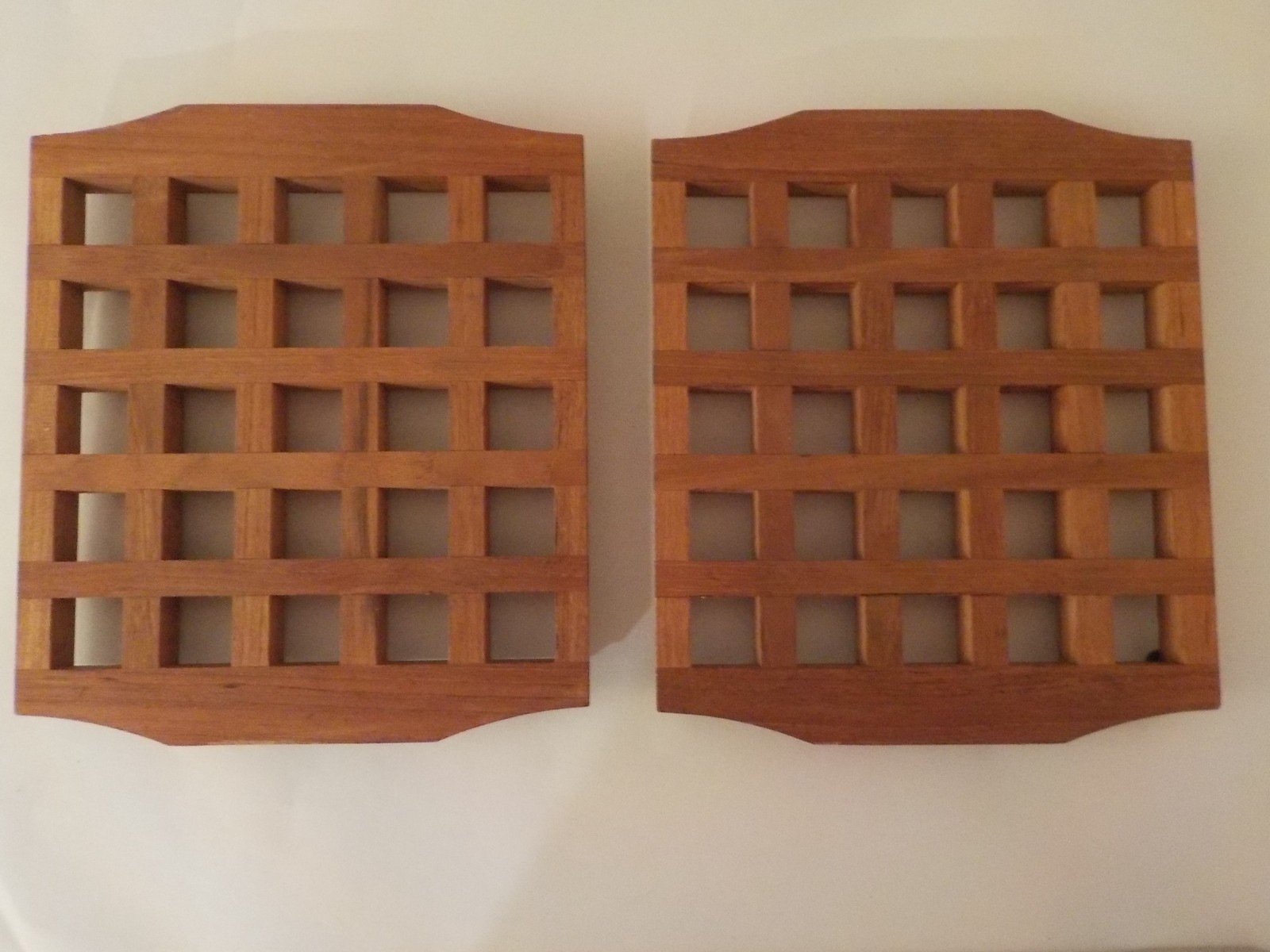 Set of 2 - Vintage Mid-Century Modern Teak Wood Trivets, Denmark, 6.75 X 7.75 Set of 2 - Vintage Mid-Century Modern Teak Wood Trivets, Denmark, 6.75 X 7.75