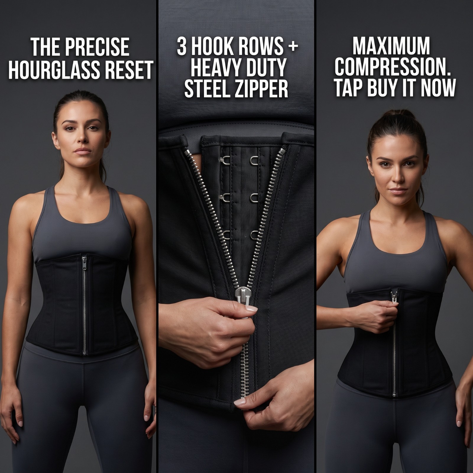 Waist Trainer for Women Tummy Control Corset Body Shaper Zipper Hourglass Cinche