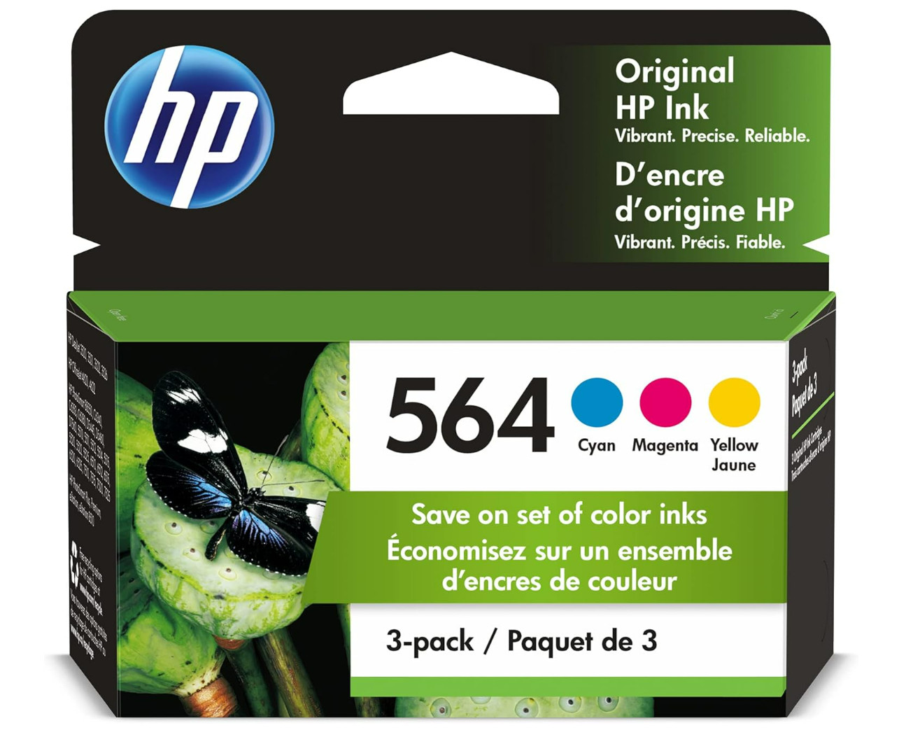 HP 564 Tri-Color Ink Cartridges - Cyan Magenta Yellow (Choose Exp Date) - NEW 