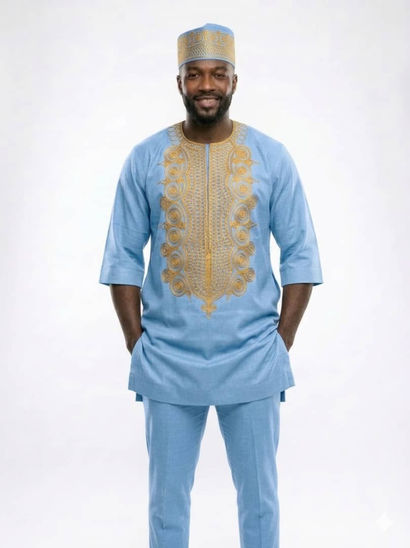 Men\'s African Dashiki Top With Embroidery And Designer Cap Men\'s African Dashiki Top With Embroidery And Designer Cap