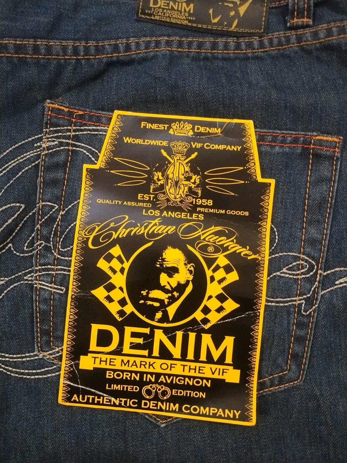 Christian Audigier Rhinestone Denim Shorts Mens W38 New With Tags Christian Audigier Rhinestone Denim Shorts Mens W38 New With Tags