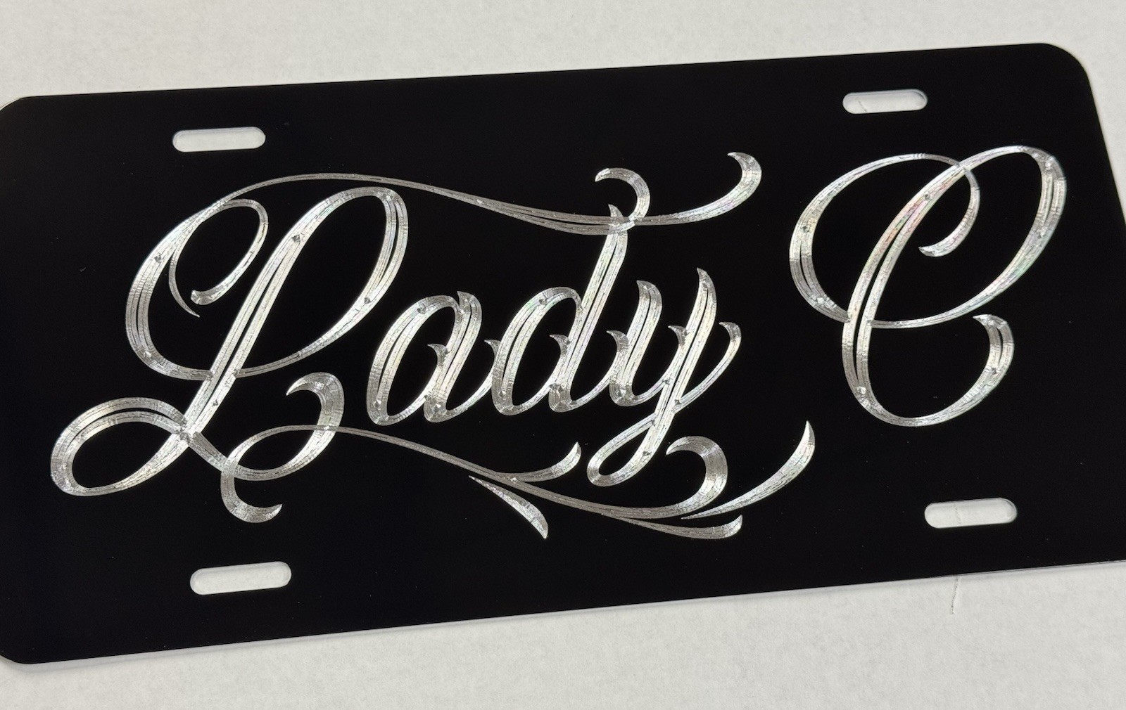 Engraved Custom Personalized Name Car Tag Diamond Etched Metal License Plate