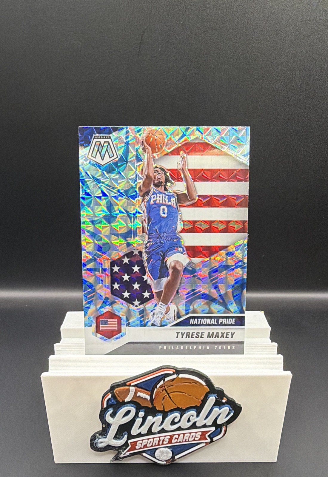 2020-21 Panini Mosaic - National Pride Tyrese Maxey #259 Reactive Blue Prizm RC