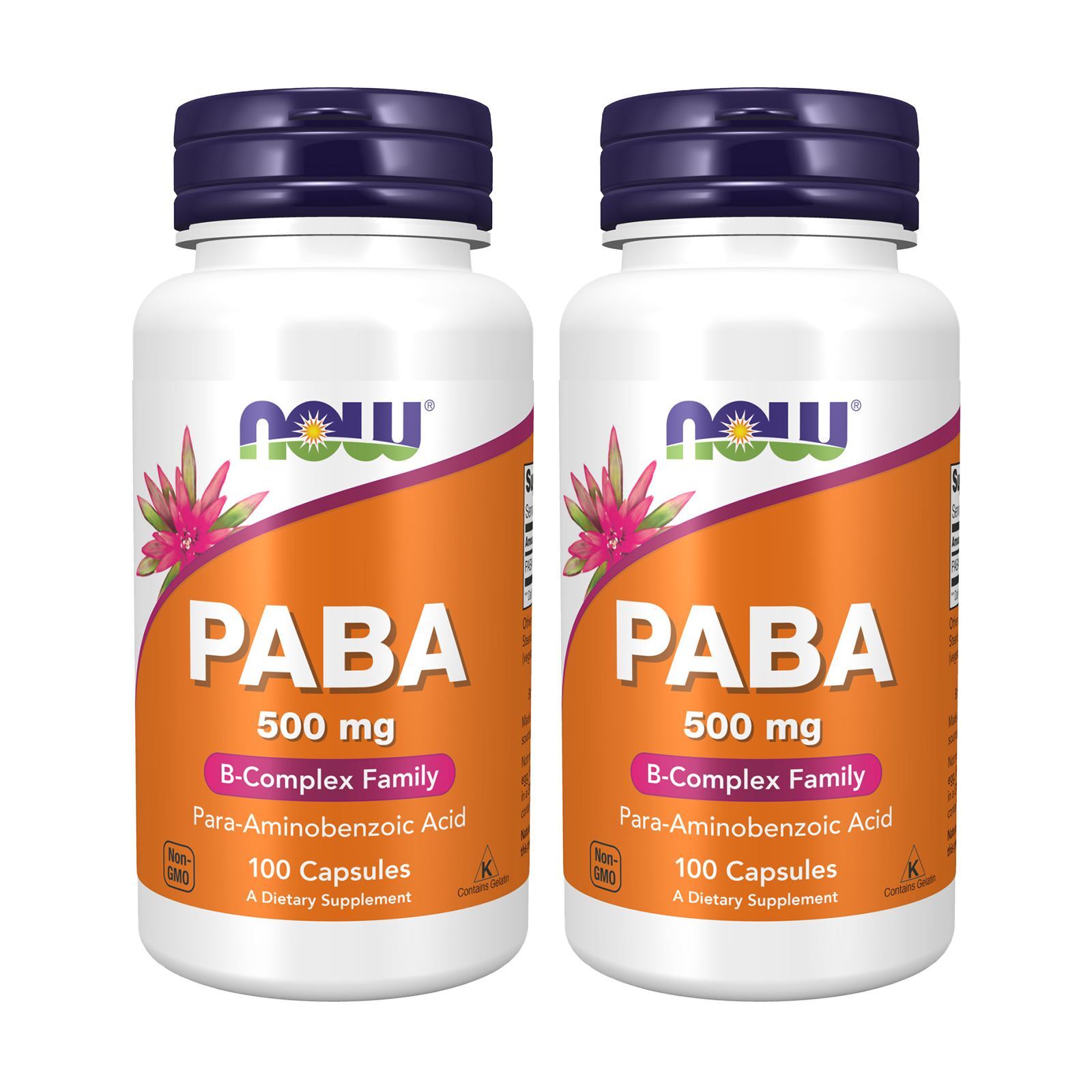 2 x NOW FOODS PABA 500 mg Para aminobenzoic Acid 100 Caps 2 x NOW FOODS PABA 500 mg Para aminobenzoic Acid 100 Caps
