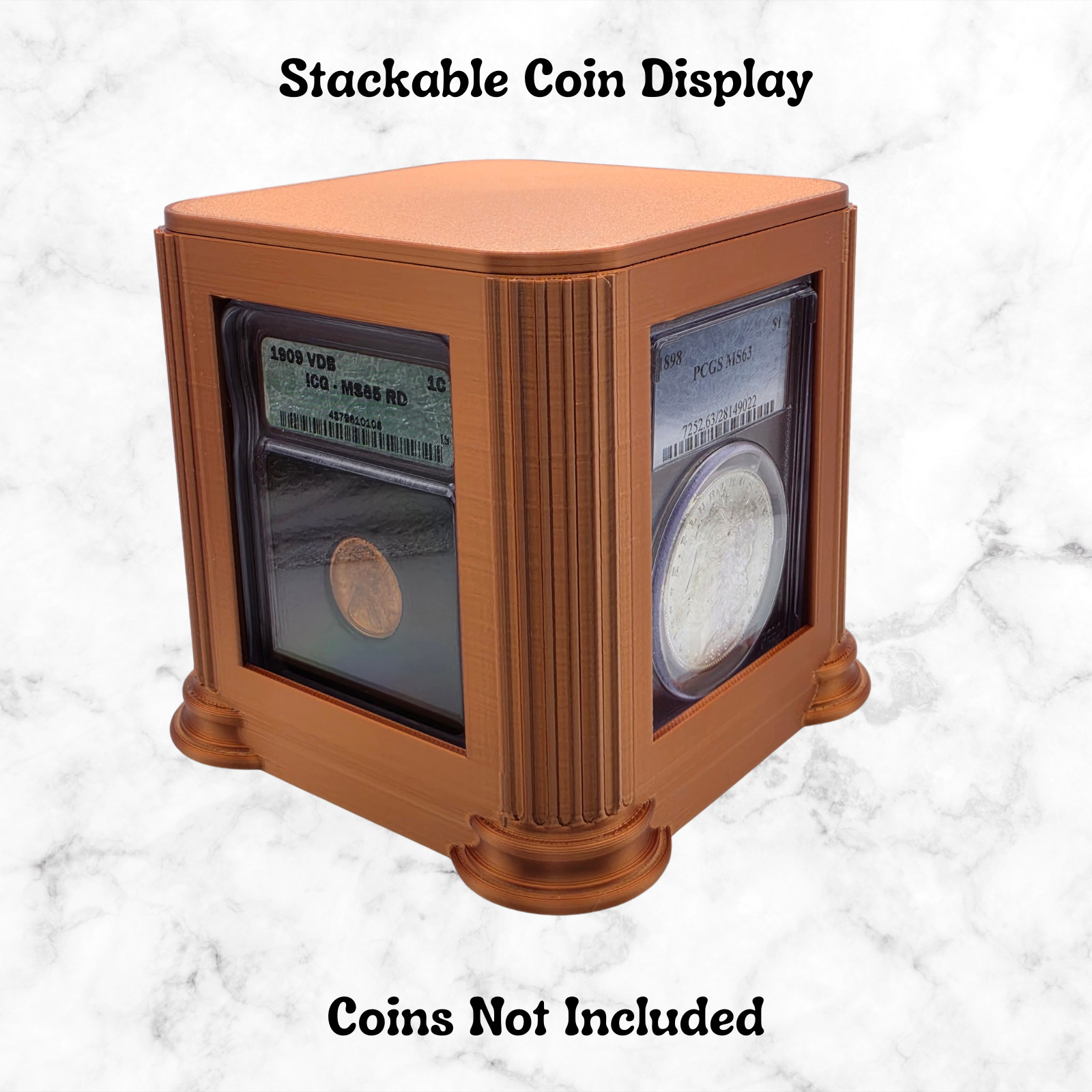 Stackable Coin Slab Display Storage for NGC PCGS ANACS CAC with Lid - COPPER