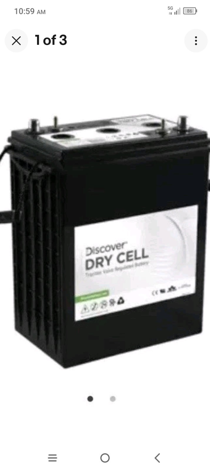 Discover Dry Cell EV305A-A 6 Volt, Discover Dry Cell EV305A-A 6 Volt,
