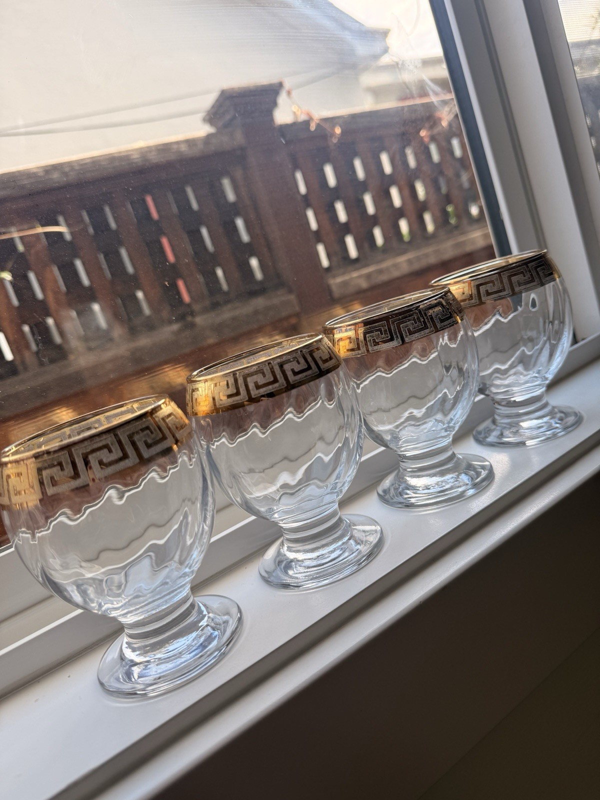 Vintage MCM Cristalleria Fratelli Fumo Goblet Glasses Hand Made Italy Gold Trim Vintage MCM Cristalleria Fratelli Fumo Goblet Glasses Hand Made Italy Gold Trim