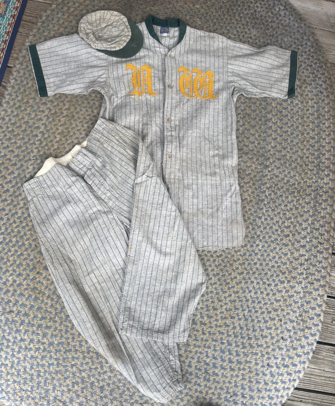 Vintage 1920s-30s Baseball Uniform goldsmith Striped Button-Up Jersey,pants,hat Vintage 1920s-30s Baseball Uniform goldsmith Striped Button-Up Jersey,pants,hat