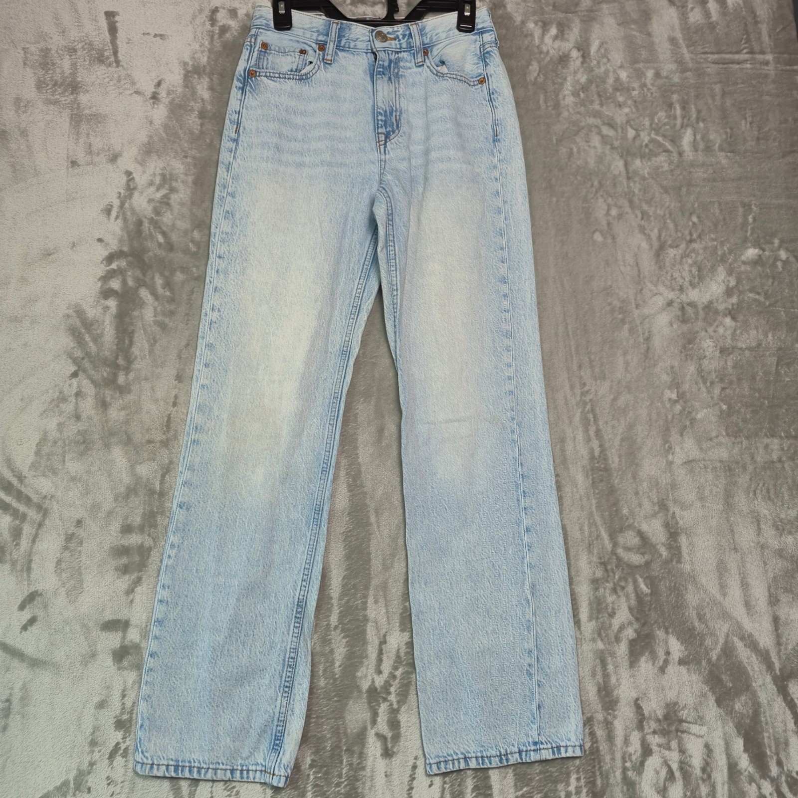 Aeropostale High Rise Baggy Jeans Light Wash Denim Size 0 Reg Relaxed Fit 1018