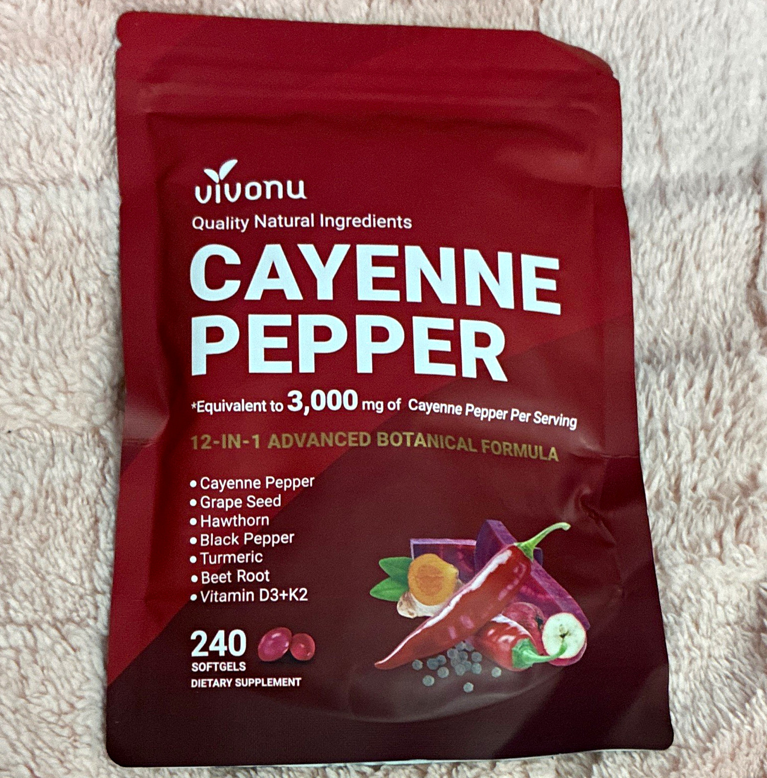 Vivonu Cayenne Pepper 300mg Softgels 240 Count Vegan Gluten-Free Vivonu Cayenne Pepper 300mg Softgels 240 Count Vegan Gluten-Free