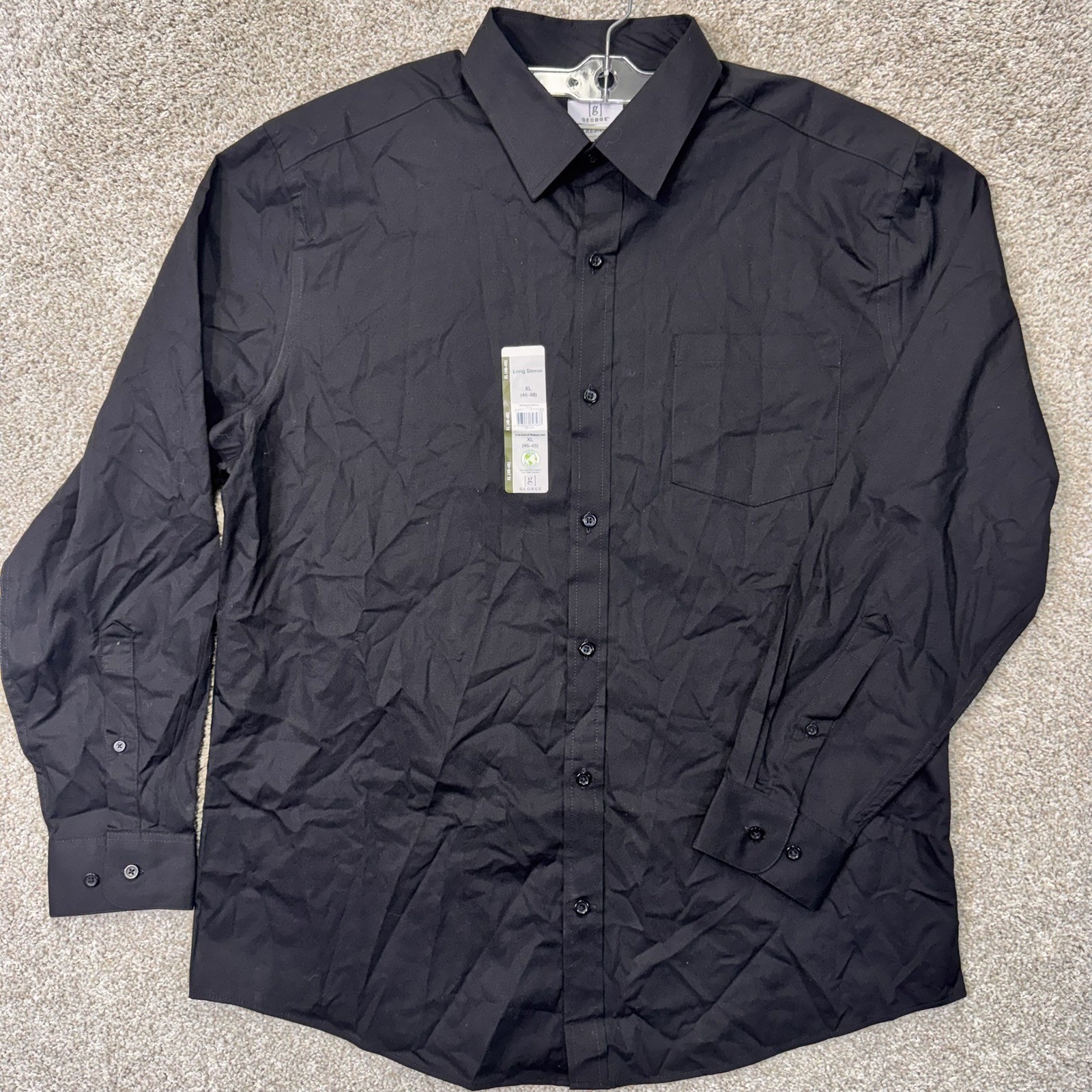 George Dress Shirt Mens XL Classic Fit Black Button-Down Long Sleeve NEW