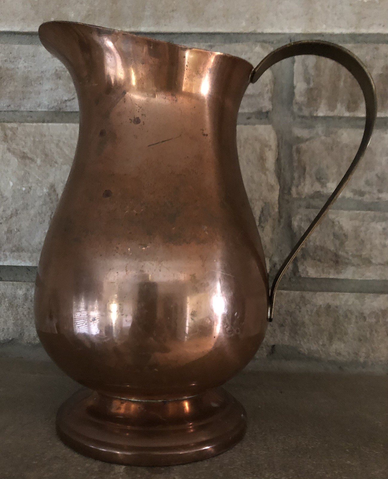 Large Vintage MCM Coppercraft Guild Handled Pitcher 9” Copper/Brass Large Vintage MCM Coppercraft Guild Handled Pitcher 9” Copper/Brass