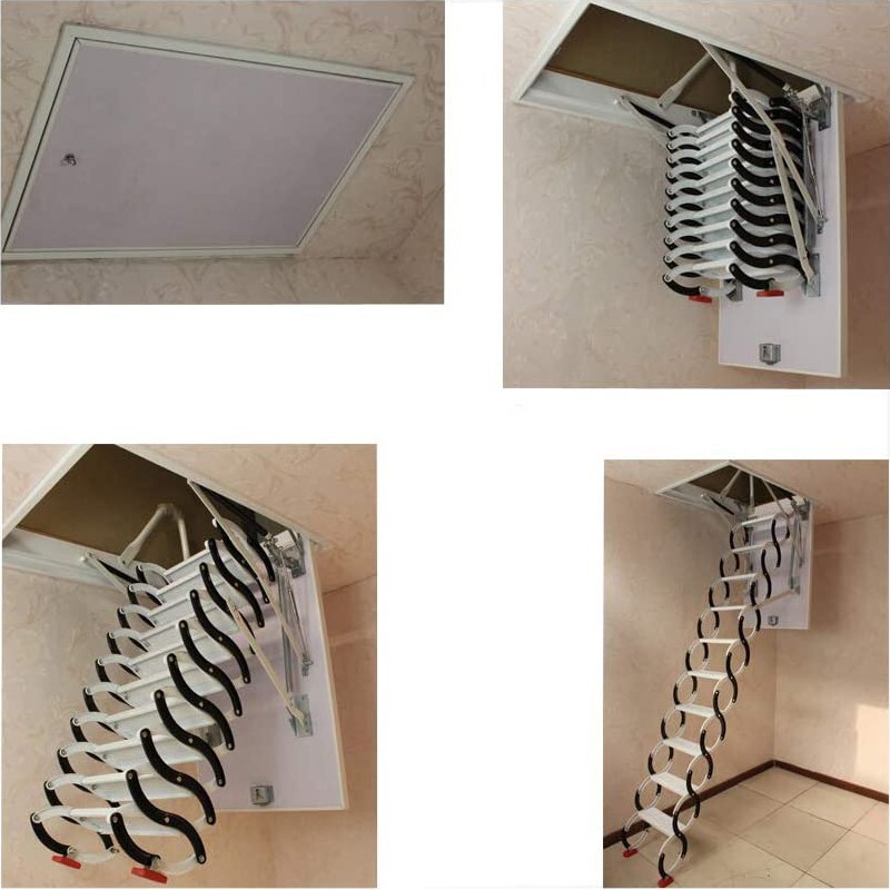 New Loft Folding Ladder Stairs Pull Down from Ceiling 9.8ft Attic Ceiling Ladder