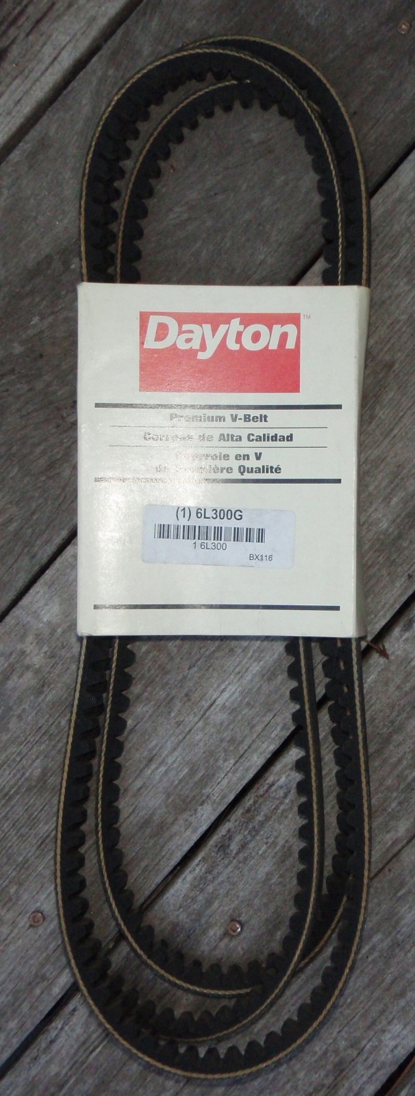 Dayton BX116 (6L300G) Cogged, Wedge V-Belt, 95 Dayton BX116 (6L300G) Cogged, Wedge V-Belt, 95