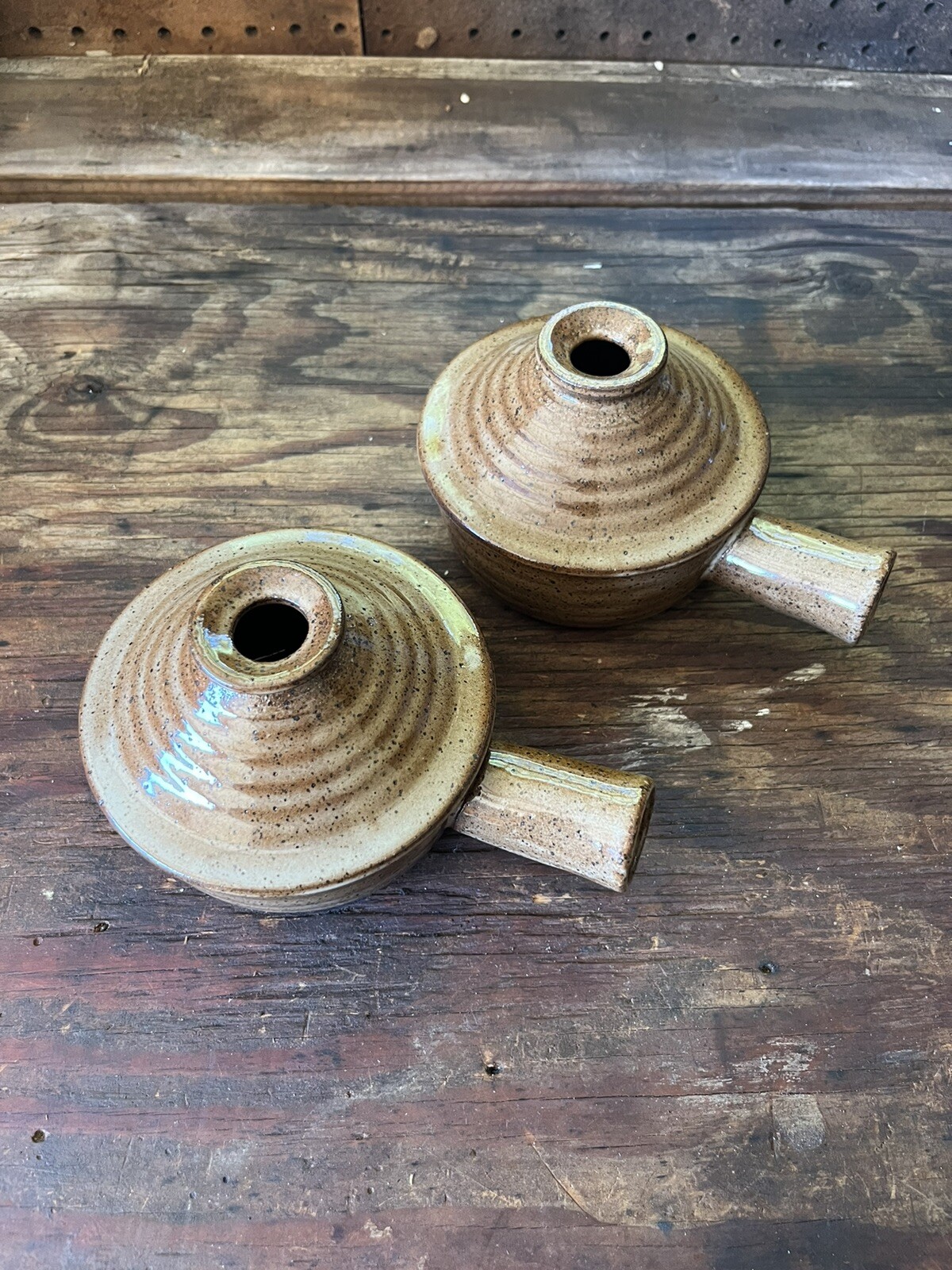Vintage Stoneware Ceramic Soup Pots W/ Handle Lot Of 2 Vintage Stoneware Ceramic Soup Pots W/ Handle Lot Of 2