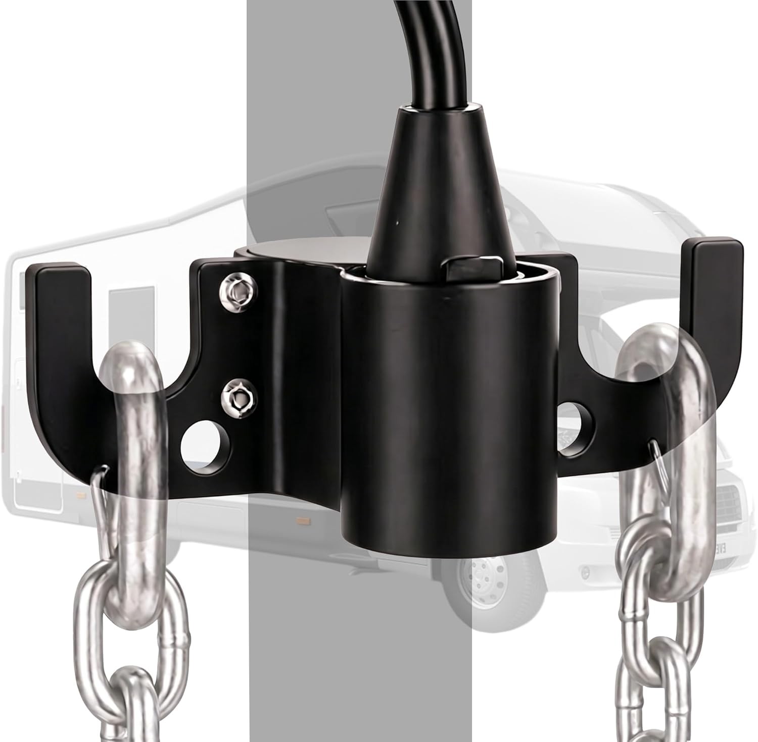 Aluminum Trailer Towing Chain Organizer with 7-Way Plug Holder RV Tongue Jack