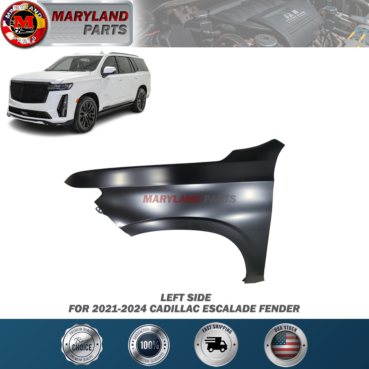 For 2021-2024 Cadillac Escalade Left Front Fender Driver Side LH For 2021-2024 Cadillac Escalade Left Front Fender Driver Side LH