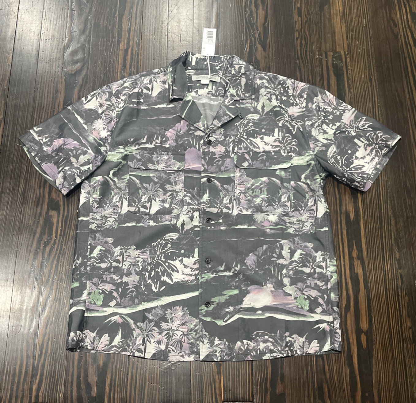 Outerknown Button Up Hawaiian Shirt Men’s Medium Gray AOP Modal Polyester NEW Outerknown Button Up Hawaiian Shirt Men’s Medium Gray AOP Modal Polyester NEW