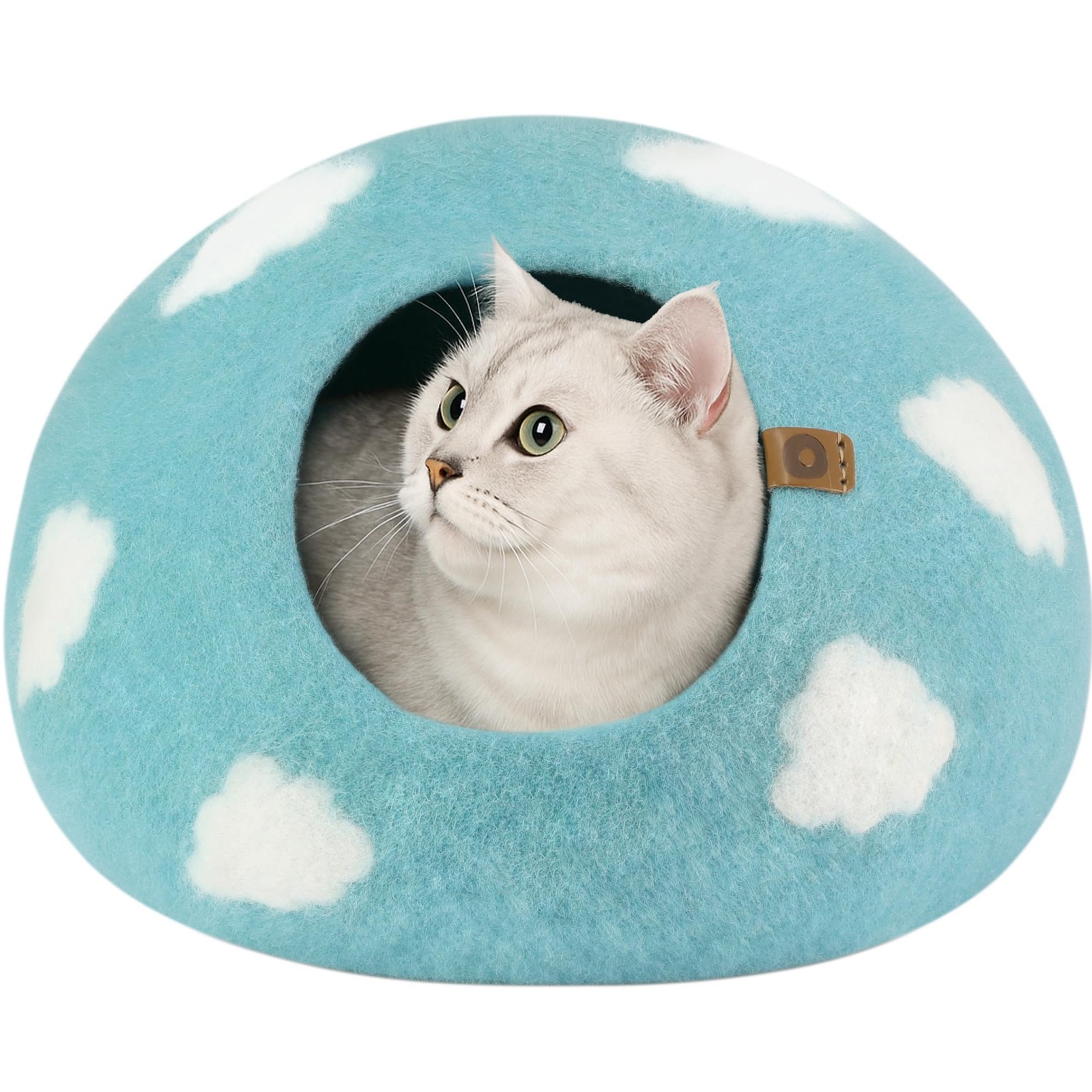 MEOWFIA Cat Cave Felt Cat Bed Enclosure Merino Wool Cloud Nap Blue Medium MEOWFIA Cat Cave Felt Cat Bed Enclosure Merino Wool Cloud Nap Blue Medium