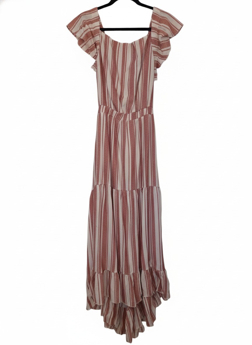 NWOT Maeve by Anthropologie Large Striped Maxi Dress with Ruffle Sleeves
