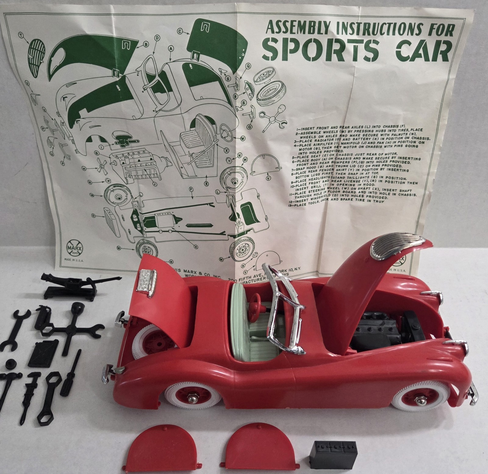 Vintage Marx Fix-All Sports Car Jaguar XK-120 Convertible Complete Vintage Marx Fix-All Sports Car Jaguar XK-120 Convertible Complete