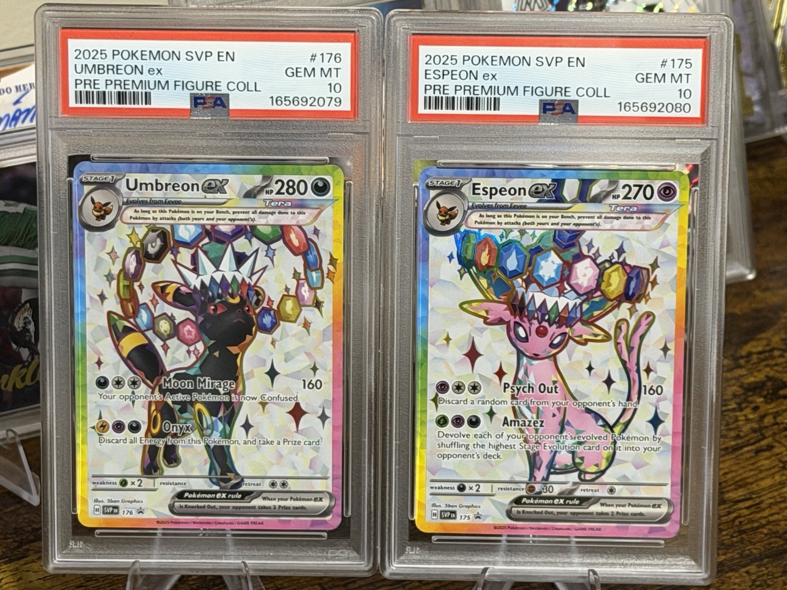 SEQUENTIAL PSA 10 Espeon ex & Umbreon ex SVP 175 176 Prismatic Figure Set SEQUENTIAL PSA 10 Espeon ex & Umbreon ex SVP 175 176 Prismatic Figure Set