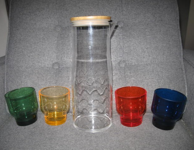 Marimekko for Target 5pc Drinkware Set Carafe Cups Decanter Picnic Beach Rainbow