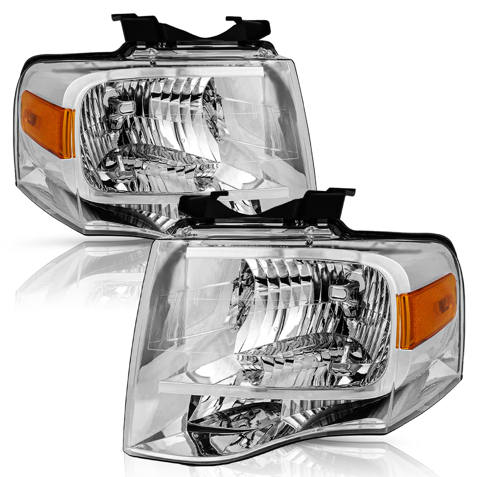 For 2007-2014 Ford Expedition Headlights Chrome Housing Amber Corner Assembly For 2007-2014 Ford Expedition Headlights Chrome Housing Amber Corner Assembly