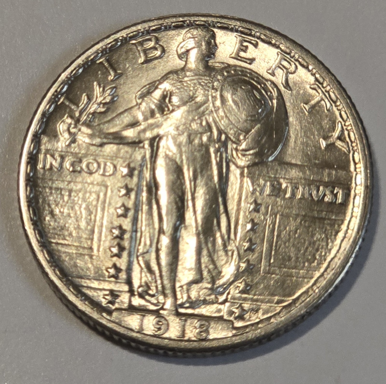 1918-s 25c SLQ Standing Liberty Quarter FH BU Condition Raw BLAST WHITE