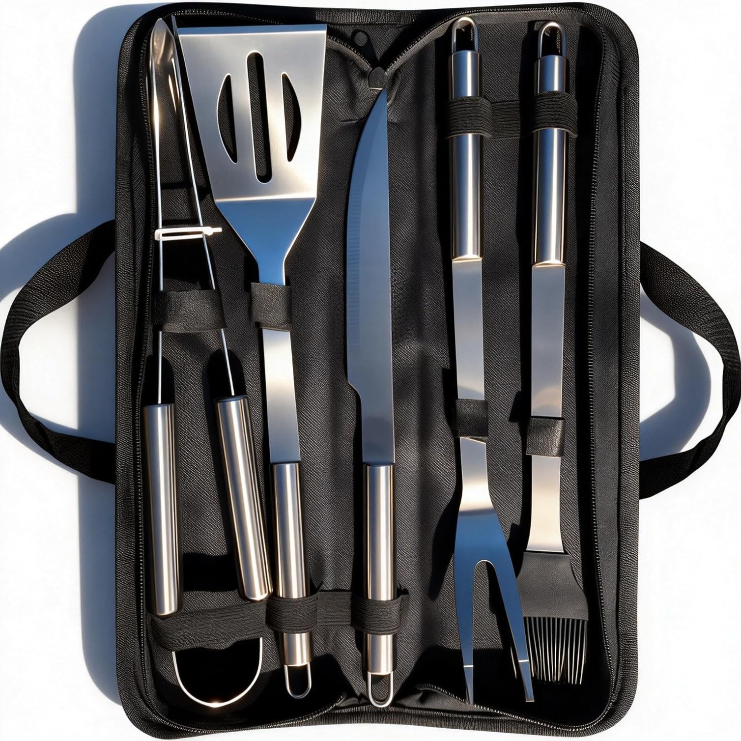 5PCS BBQ Grilling Tools Set, Stainless Steel Grilling with Free Portable Bag 5PCS BBQ Grilling Tools Set, Stainless Steel Grilling with Free Portable Bag