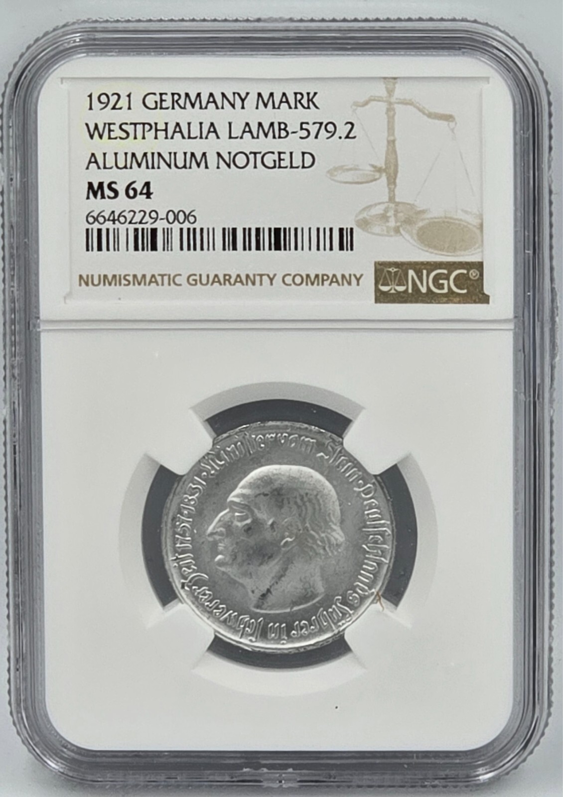 GERMANY 1921 COIN 1 MARK COIN WESTPHALIA NOTGELD NGC MS64