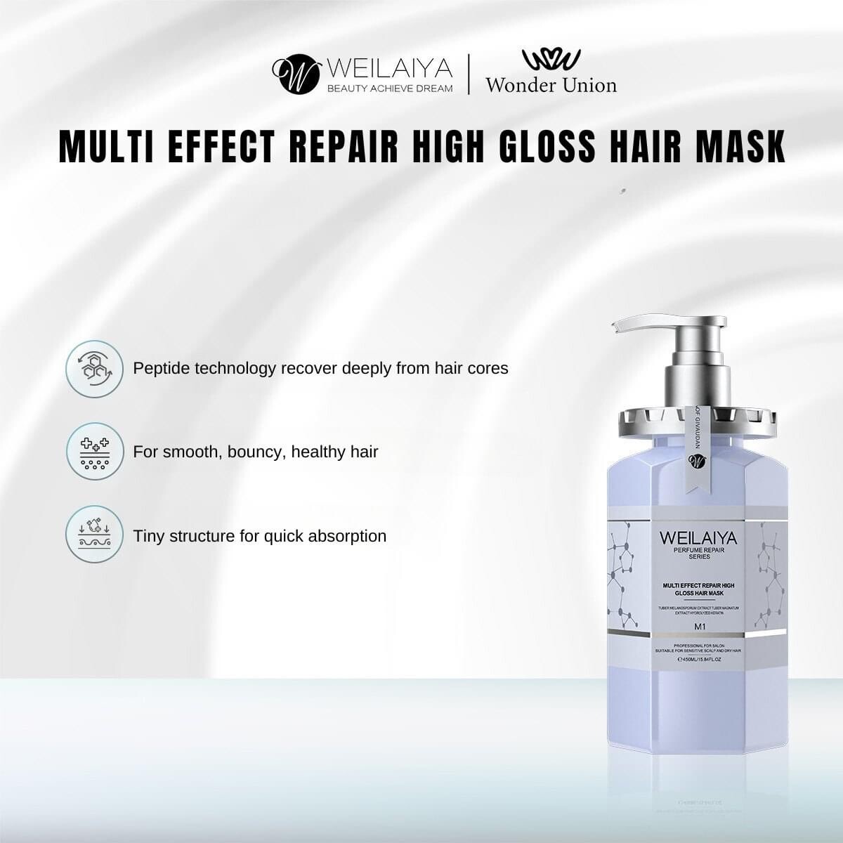 WEILAIYA White Black Truffle Multi Effect Repair High Gloss Hair Mask 450mL+US
