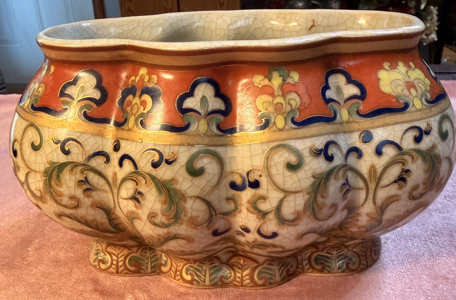 Amita~Chinese Export Porcelain Oval Flower Planter/ Pot/ Vase Antique RARE Amita~Chinese Export Porcelain Oval Flower Planter/ Pot/ Vase Antique RARE