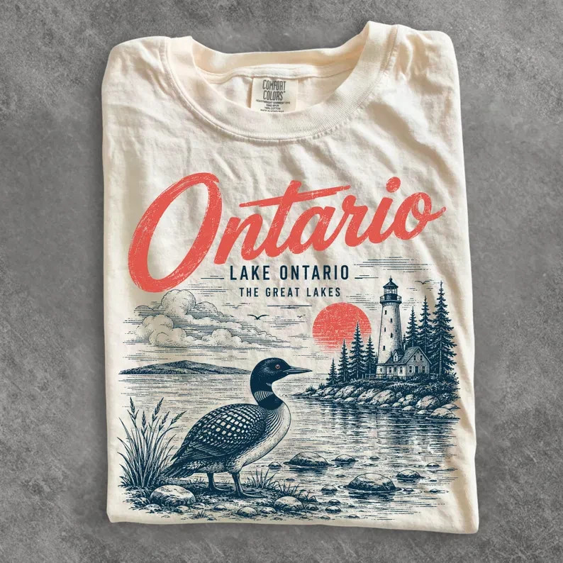 Lake Ontario Shirt, Vintage Lighthouse Graphic Tee, Canadian Nature Lover