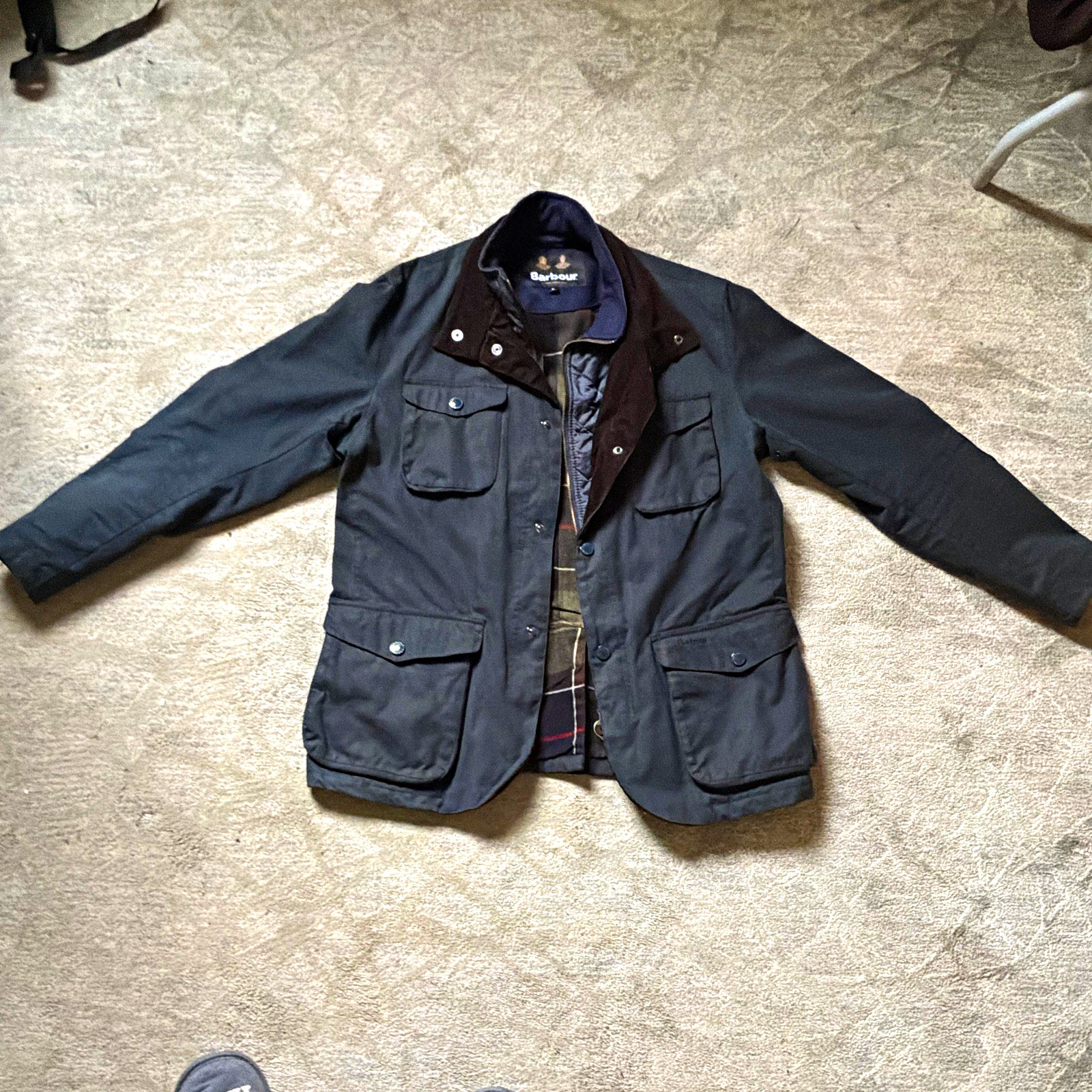 Barbour Men\'s Ogston Navy Wax Field Jacket