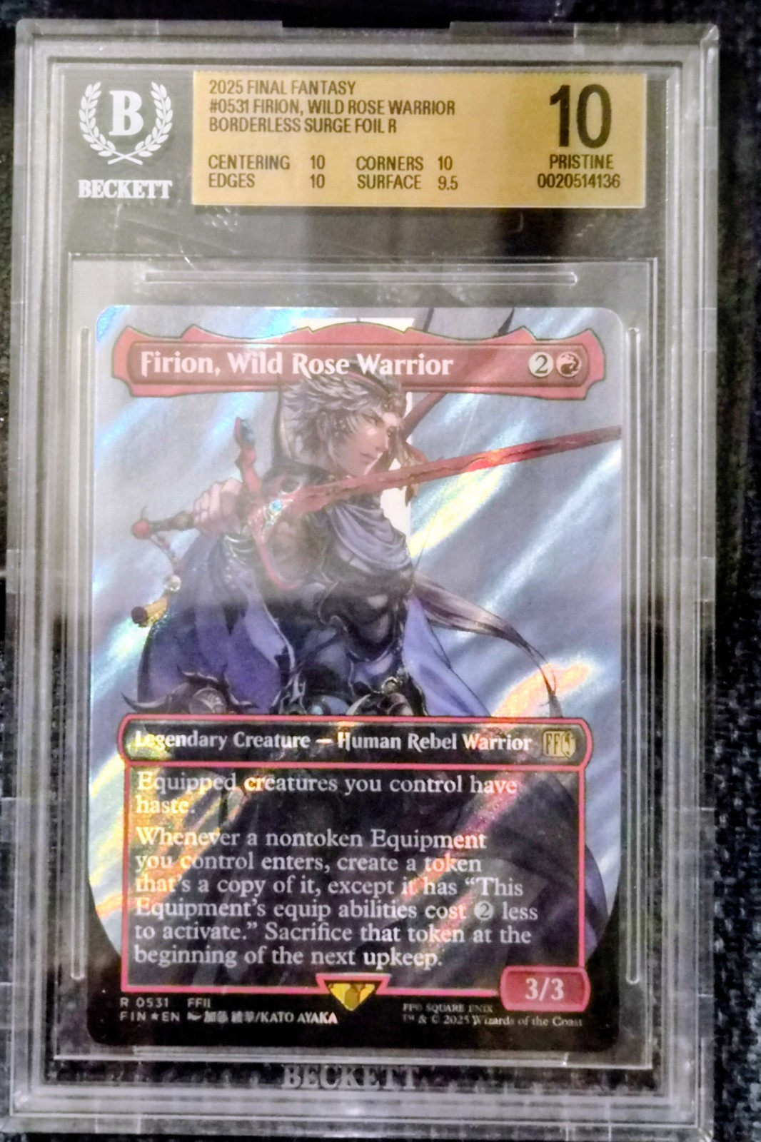 MTG - Firion, Wild Rose Warrior Borderless Surge Foil 531 -Final Fantasy- BGS 10