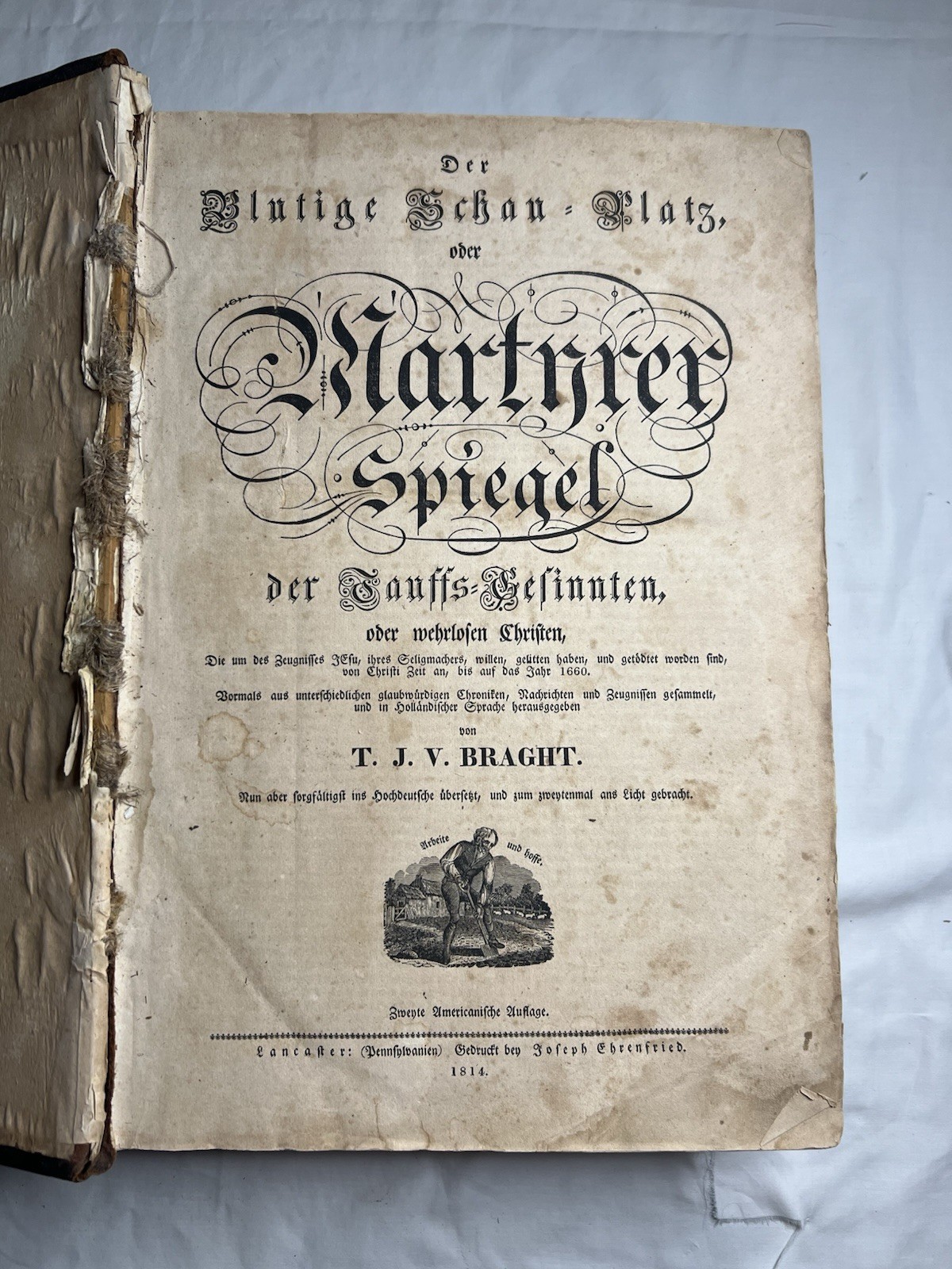 1814 Martyrs Mirror Martyrer Spiegel Lancaster PA Mennonite German Antique Book 1814 Martyrs Mirror Martyrer Spiegel Lancaster PA Mennonite German Antique Book