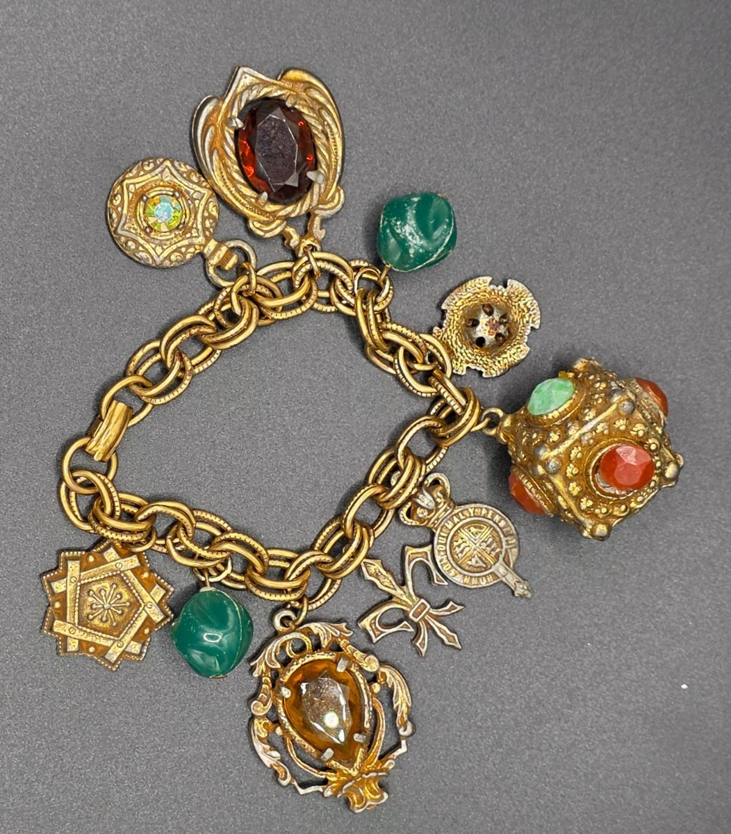 Vintage 1960s Etruscan Revival Fob Charm Bracelet- Collector\'s piece Vintage 1960s Etruscan Revival Fob Charm Bracelet- Collector\'s piece