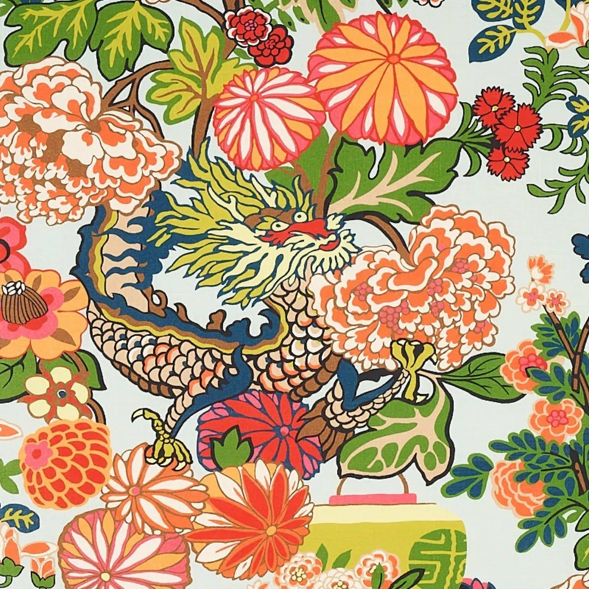 Schumacher NEW Chiang MAI Dragon AQUA Indoor / Outdoor By The Yard Schumacher NEW Chiang MAI Dragon AQUA Indoor / Outdoor By The Yard