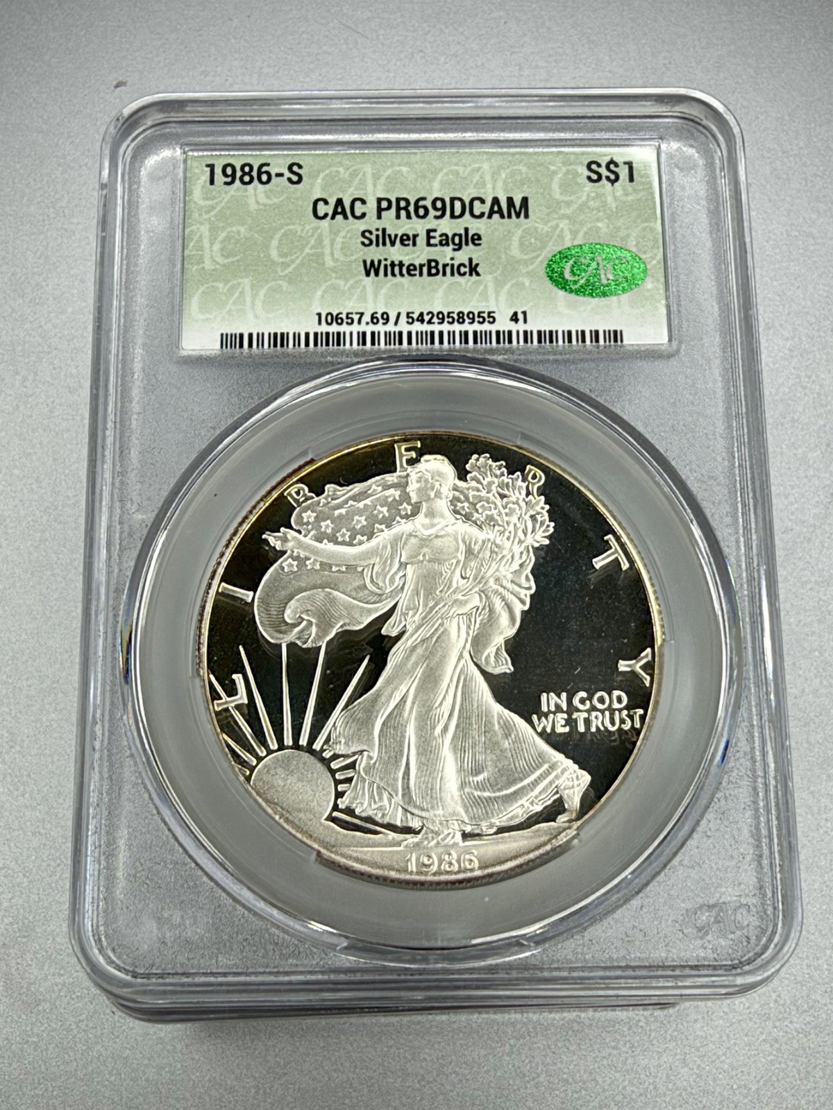 1986-S Silver Eagle CACG PR69DCAM CAC WitterBrick Seth Chandler 1st Year