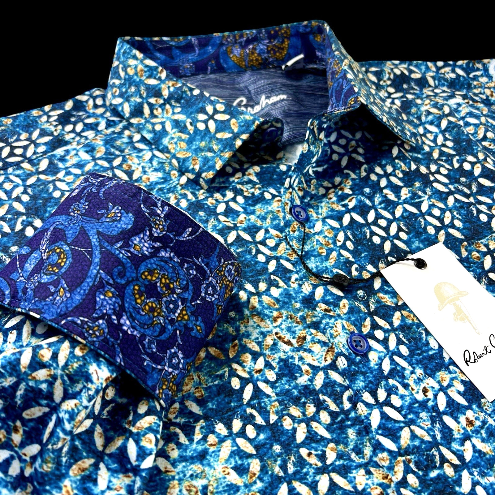 Robert Graham Abstract Geometric Floral Rust Pattern Camo Sport Shirt $228 2XL Robert Graham Abstract Geometric Floral Rust Pattern Camo Sport Shirt $228 2XL