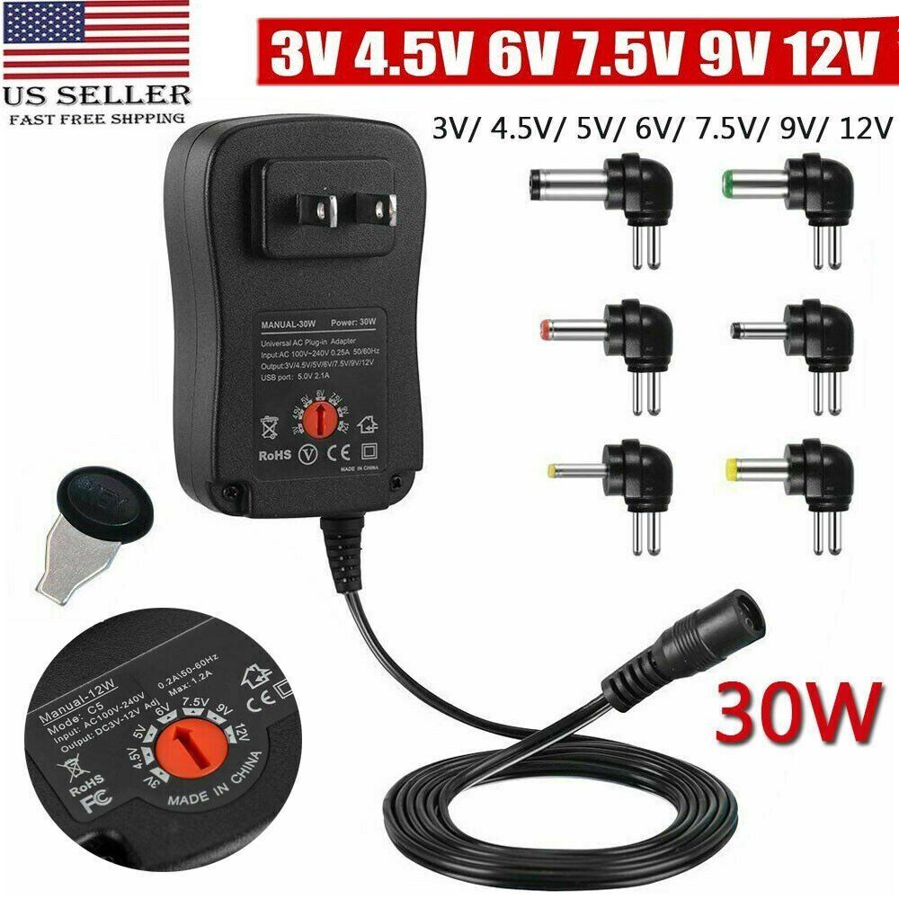 12W / 30W Muti Universal AC To DC 3V~12V Adjustable Power Adapter Supply Charger
