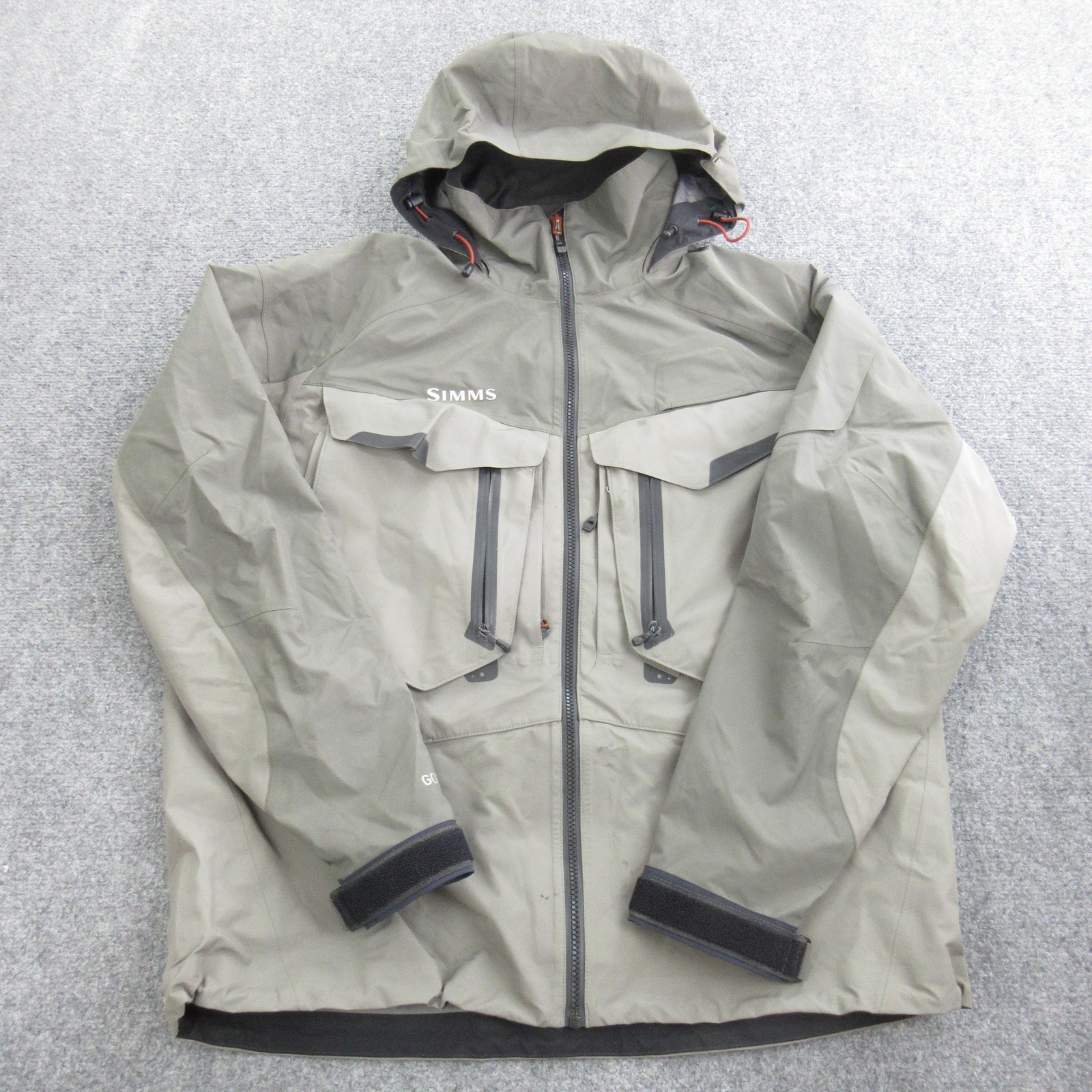Simms Jacket Mens Large Gray Hooded Full Zip G4 Gore-Tex Fishing Waterproof