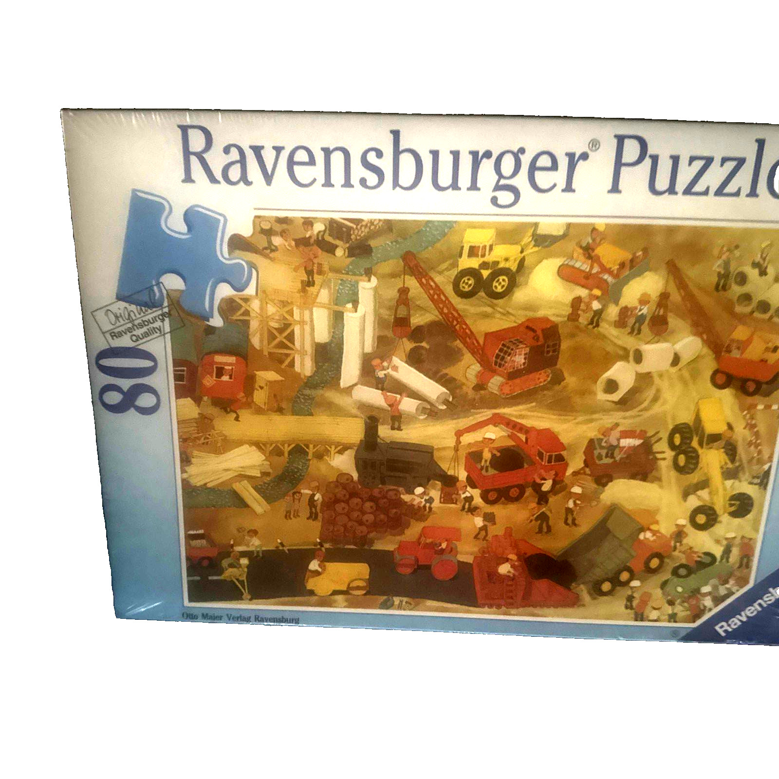 rare HTF Ravensburger Puzzle 1992 80 Pieces ROAD WORKS Complete rare HTF Ravensburger Puzzle 1992 80 Pieces ROAD WORKS Complete