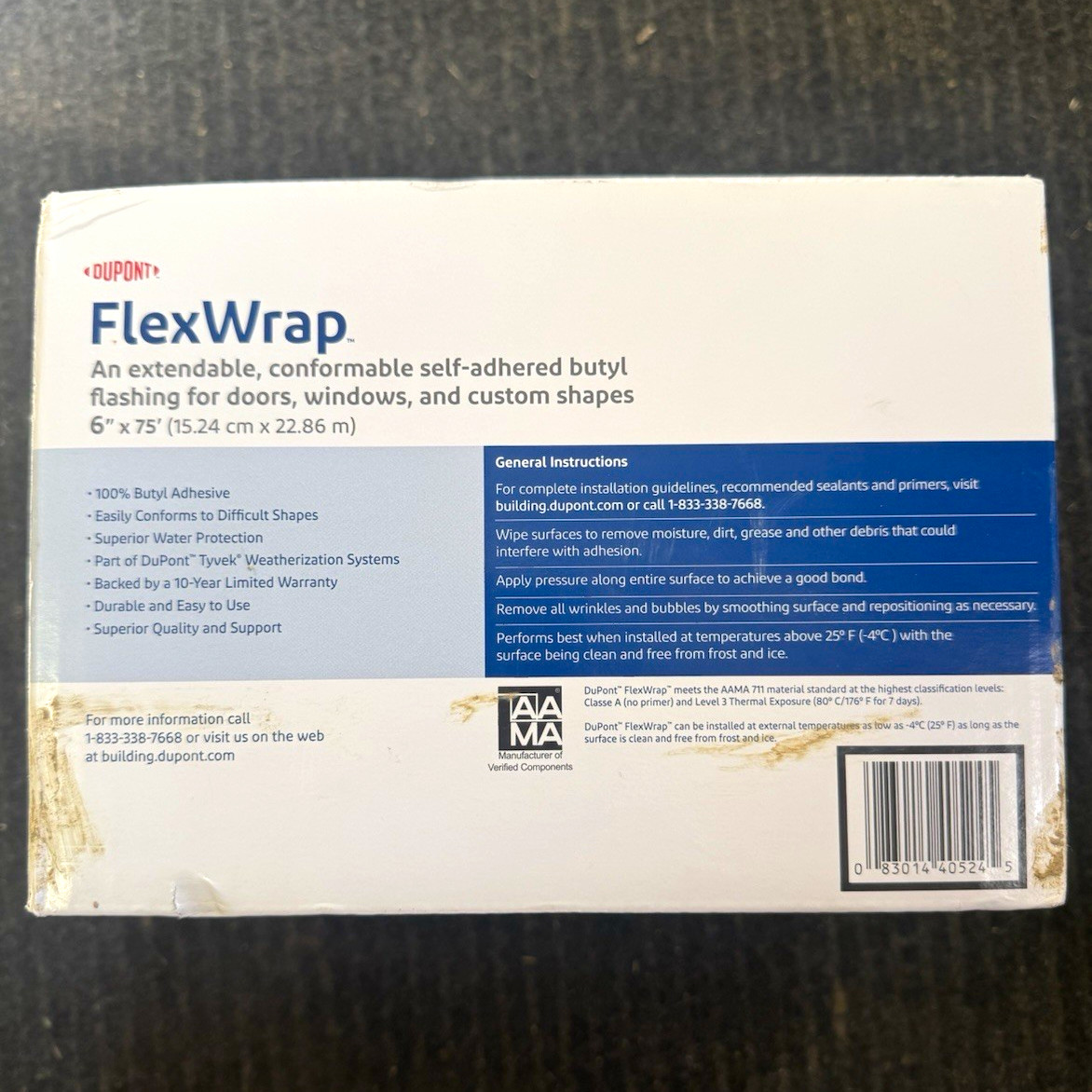 DuPont FlexWrap Self-Adhered Butyl Flashing Tape 6 in x 75 ft (70272)