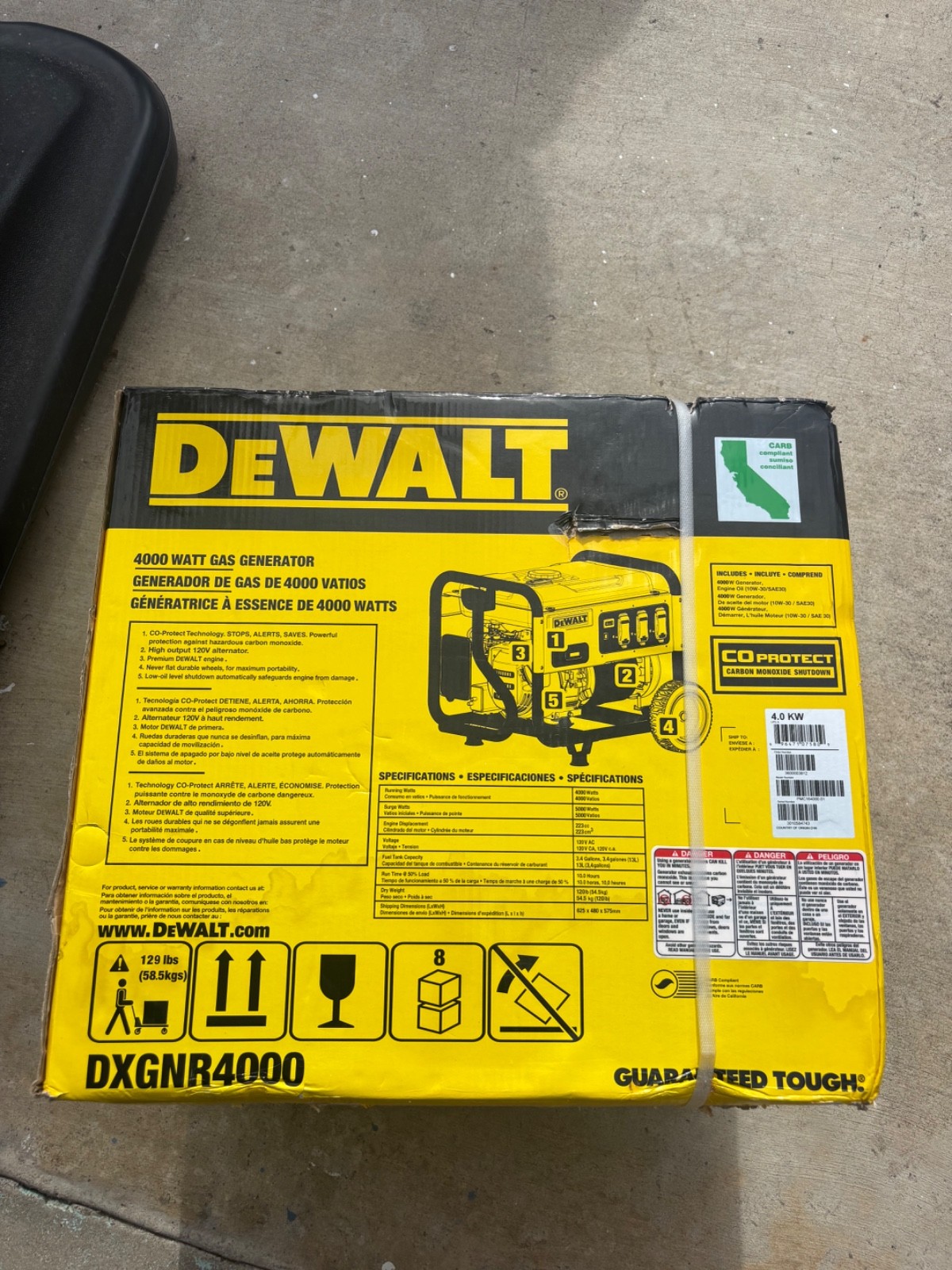 DEWALT DXGNR4000 Portable Gasoline Generator 4000W 5000W Yellow/Black Metal DEWALT DXGNR4000 Portable Gasoline Generator 4000W 5000W Yellow/Black Metal