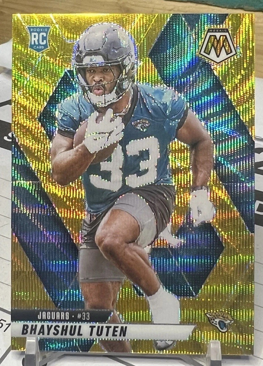 2025 Panini Mosaic #385 Gold Wave 1/10 Bhayshul Tuten (Pack fresh just pulled) 2025 Panini Mosaic #385 Gold Wave 1/10 Bhayshul Tuten (Pack fresh just pulled)