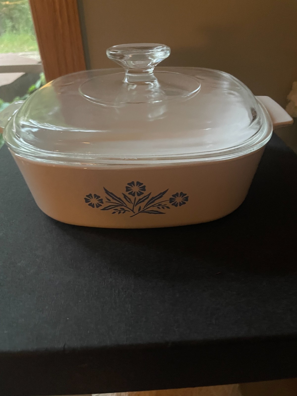 Vintage Corning Ware Blue Cornflower Ceramic Dish with Lid