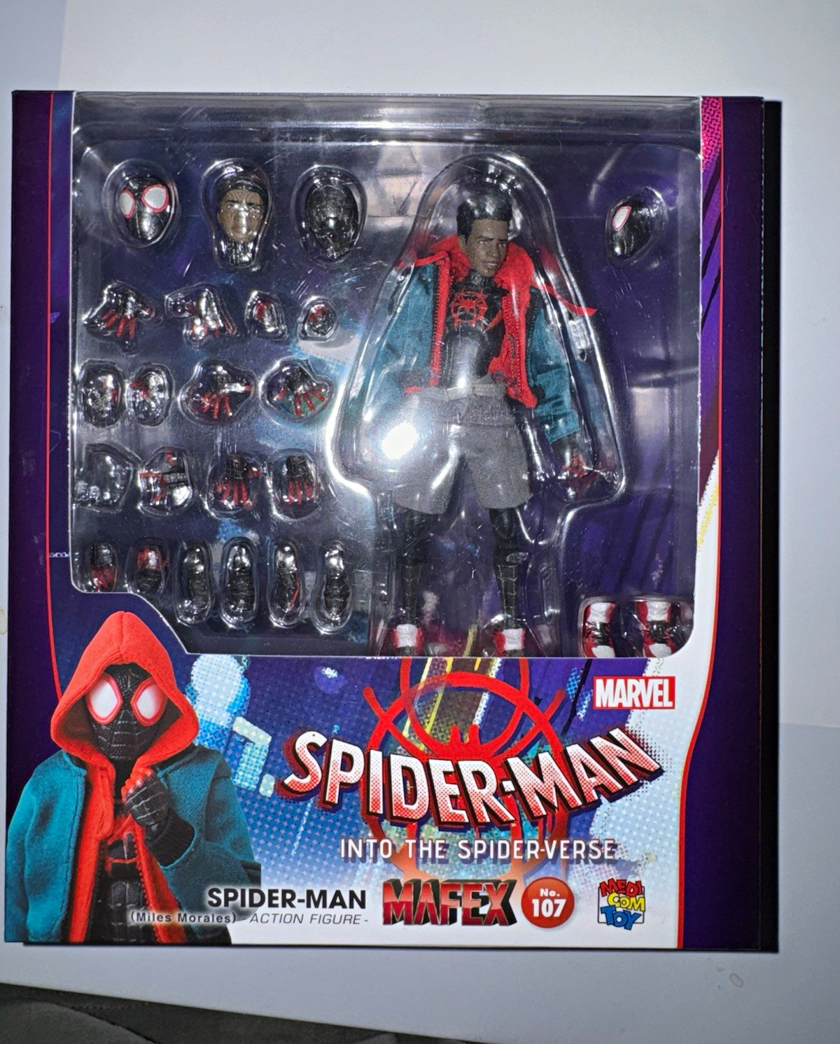 Medicom Toy MAFEX No. 107 Miles Morales Spider-Verse 1:6 w/ Stand & Web